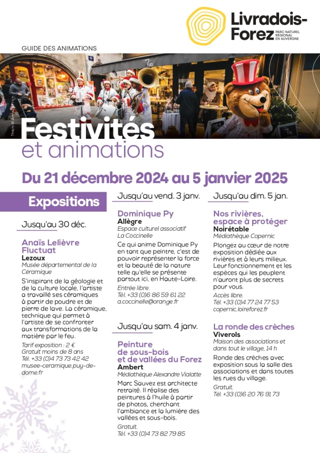 Première page du calendrier des festivités de fin d’année 2024-2025.